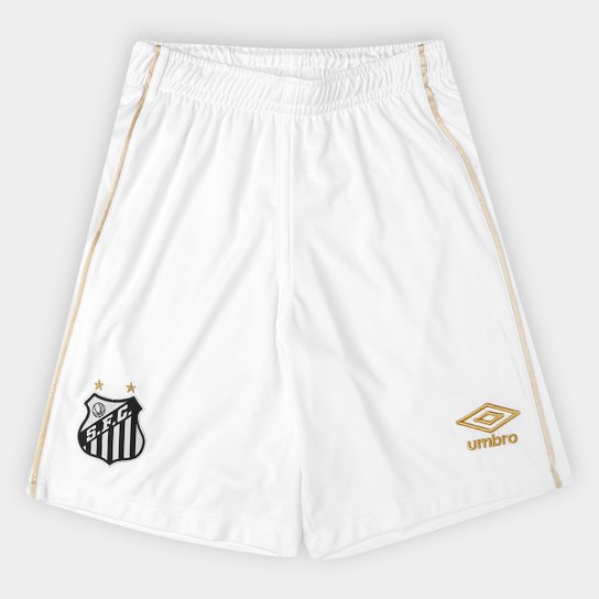Calção Santos I 2018 Umbro Infantil - Branco+dourado