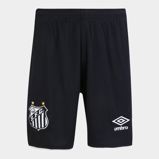 Calção Santos II 2019 Torcedor Umbro Masculino - Preto+Prata