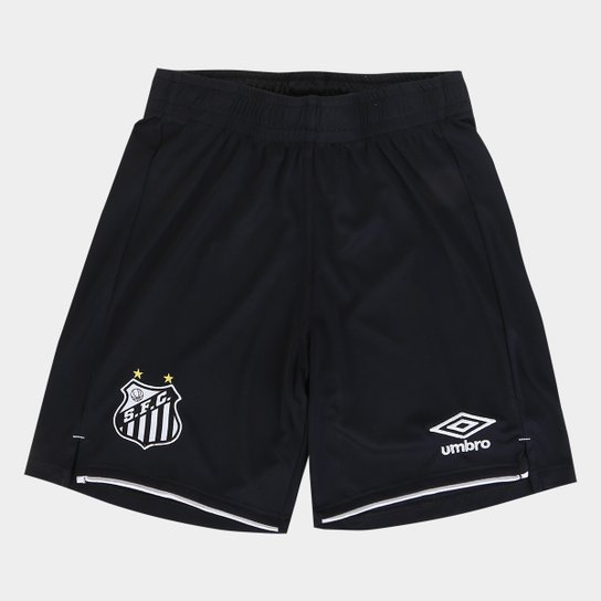 Calção Santos Infantil II 2019 Torcedor Umbro - Preto+Prata