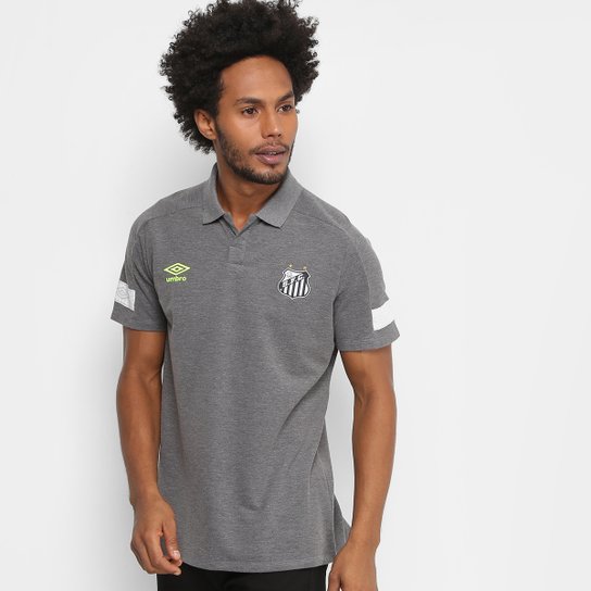 Camisa Polo Santos 2018 Viagem Umbro Masculina - Chumbo