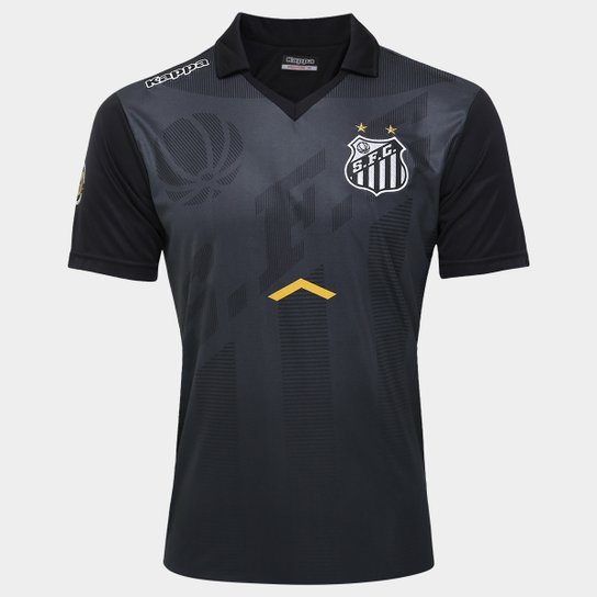 Camisa Polo Santos Comissão Técnica 17/18 Kappa Masculina - Preto+Grafite
