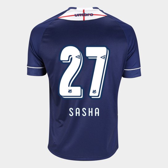 Camisa Santos 2018 The Kingdom n° 27 Sasha - Torcedor Umbro Masculina - Marinho+Branco
