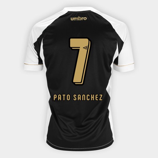 Camisa Santos II 2018 nº 7 Pato Sanchez - Torcedor Umbro Masculina - Branco+Preto