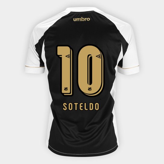 Camisa Santos II 2018 Soteldo nº 10 Torcedor Umbro Masculina - Branco+Preto