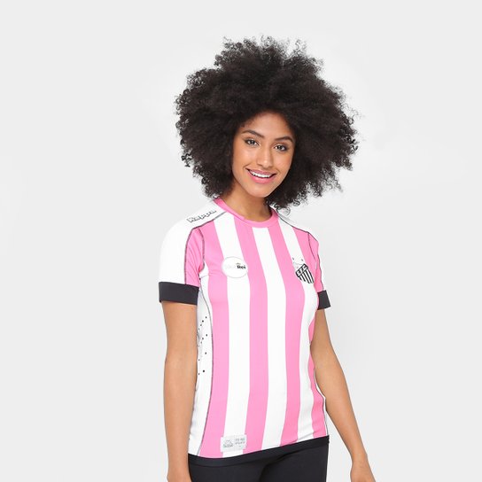 Camisa Santos II Outubro Rosa 17/18 s/nº Kappa Feminina - Branco+Rosa