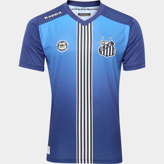 Camisa Santos III 2016 s/nº Torcedor Kappa Masculina - Azul+Marinho