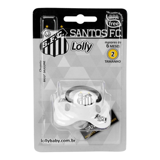 Chupeta Santos Lolly Baby Sil R T2 - Preto+Branco