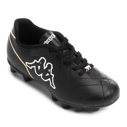 Chuteira Campo Infantil Kappa Panaro - Preto+Branco