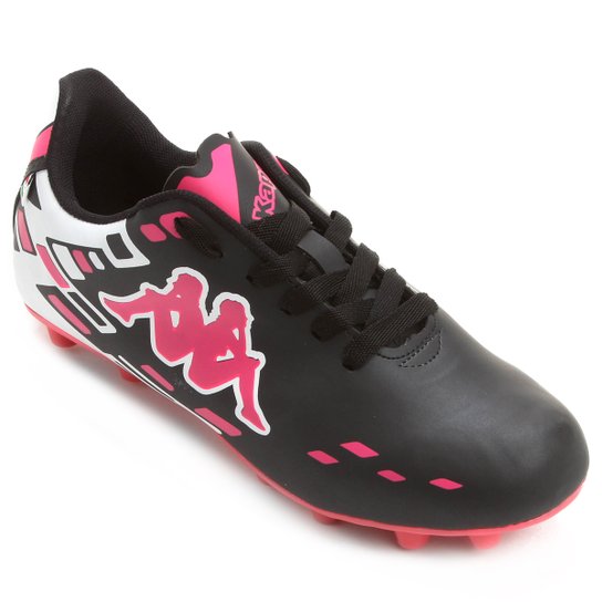 Chuteira Campo Kappa Lumina - Preto+Rosa