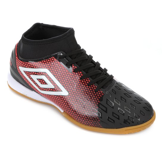 Chuteira Futsal Umbro Calibra II - Preto+Vermelho