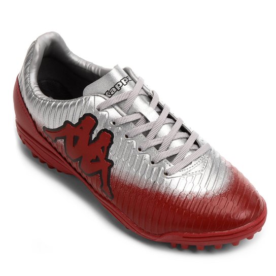 Chuteira Society Kappa Tibre - Prata+Vermelho