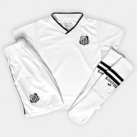 Conjunto Santos Infantil Dry Uniforme Campo - Branco