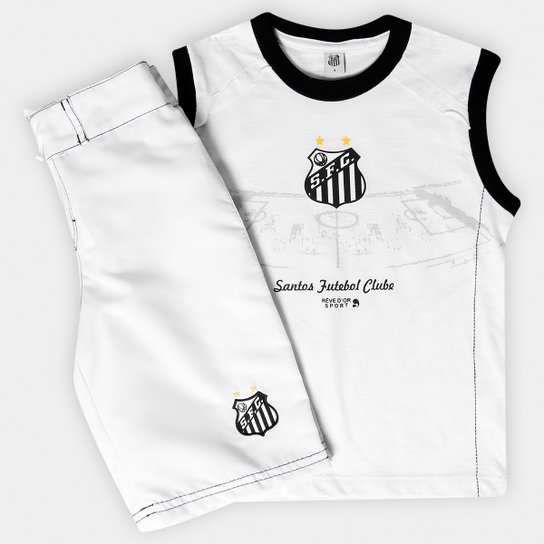 Conjunto Santos Juvenil Bermuda e Regata - Preto+Branco