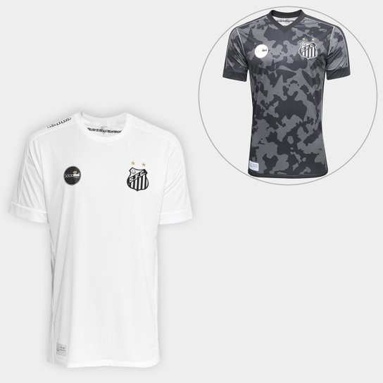 Kit Camisa Santos I Réplica 17/18 + Camisa Santos III 17/18 - Branco