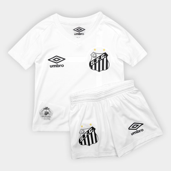 Kit Santos Infantil I 19/20 s/nº Torcedor Umbro - Branco+prata