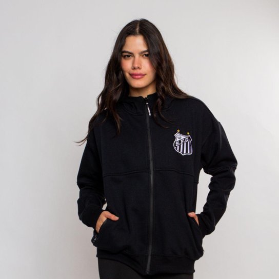 Agasalho Moletom Canguru Feminino Com Zíper Santos