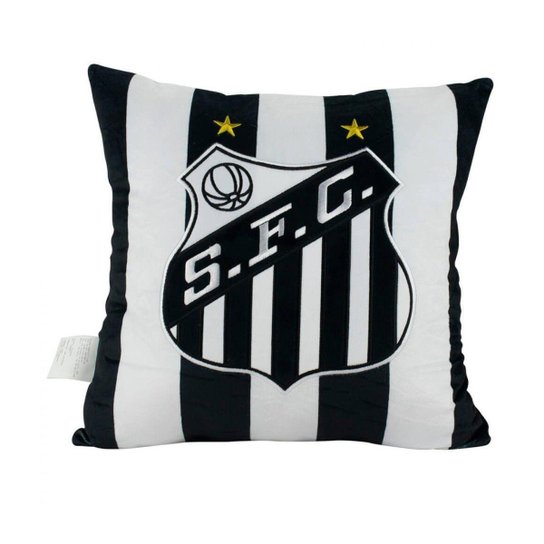Almofada Quadrada Escudo Time 36x36cm - Santos