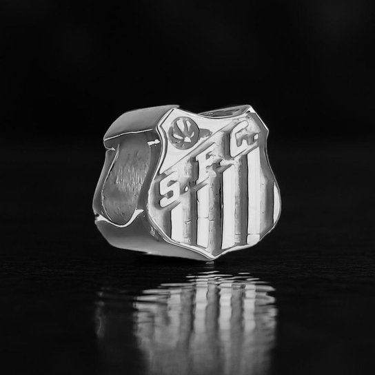 Berloque Prata 925 Separador Escudo Santos FC Oficial Compatível Pulseiras Estilo Pandora
