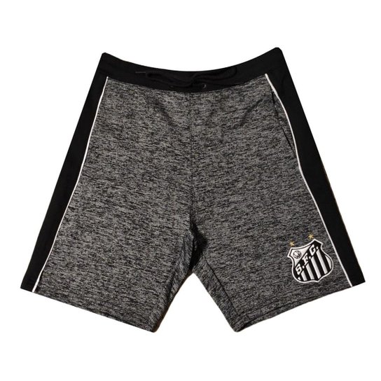 Bermuda Santos Moletom Cinza e Preta Licenciada Surf Center Original