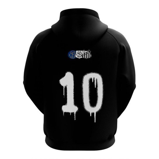 Blusa | Agasalho do Santos Sempre Santos com Capuz e Canguru Preta - Oficial