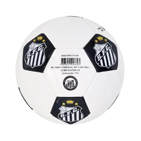 BOLA FUTEBOL DE CAMPO BEL WATCH SANTOS F.C - BCO/PTO UN