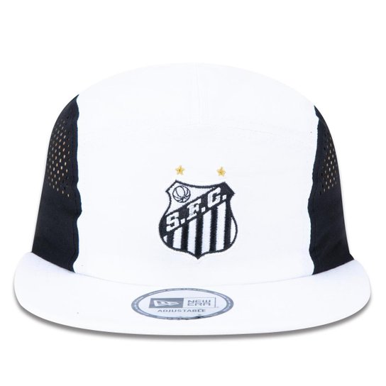 BONE CAMPER STRAPBACK ABA RETA FUTEBOL SANTOS ABA CURVA STRAPBACK BRANCO/PRETO NEW ERA