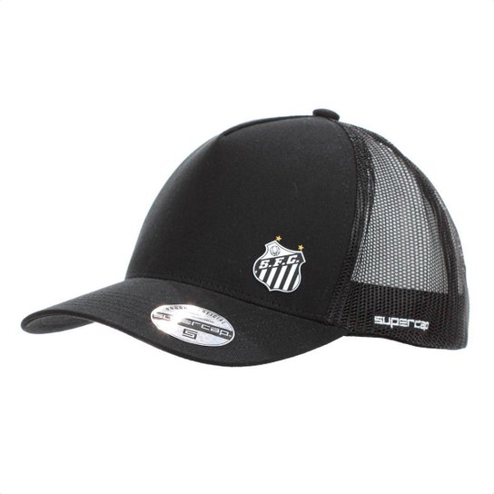 Boné Supercap Santos FC Trucker Aba Curva Preto - Único