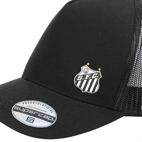 Boné Supercap Santos FC Trucker Aba Curva Preto - Único