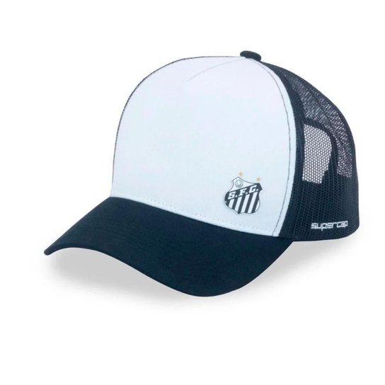 Boné Supercap Santos Tela Escudo Frontal Lateral Licenciado Branco