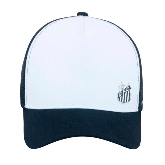 Boné Supercap Santos Tela Escudo Frontal Lateral Licenciado Branco