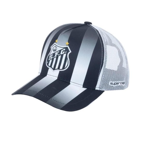 BONÉ SUPERCAP SANTOS TRUCKER BORDADO FRONTAL - PTO/BCO UN