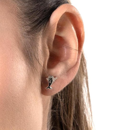 Brinco Prata 925 Santos FC Baleião Oficial Mascote Torcedor Estilo Time Futebol Presente Unissex