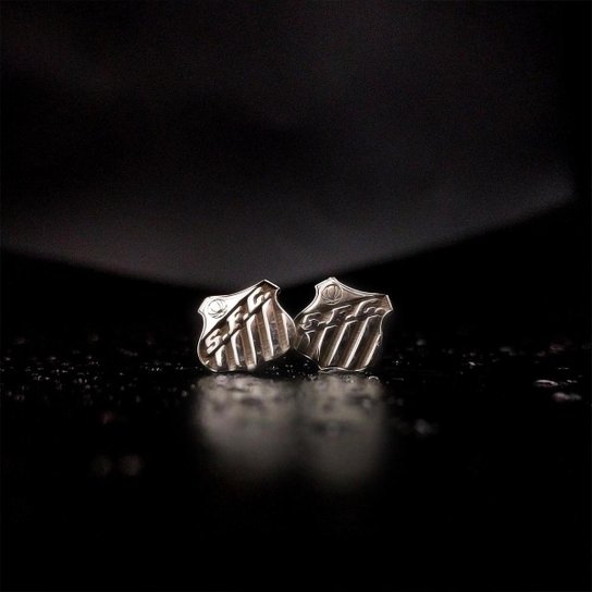 Brinco Prata 925 Santos FC Escudo Oficial Torcedor Time Futebol Presente Unissex Masculino Feminino