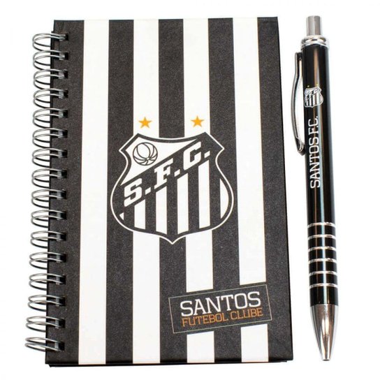 Caderno Com Caneta Roller Pen De Metal - Santos