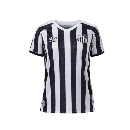 Camisa Futebol Umbro Santos Of Ii 2020 Torcedor Feminina - Branco+Preto