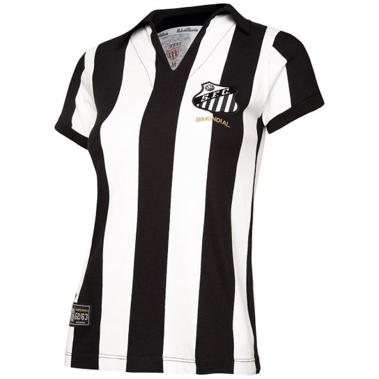Camisa Santos Bi Mundial Retrô Listrada 62/63 Feminina