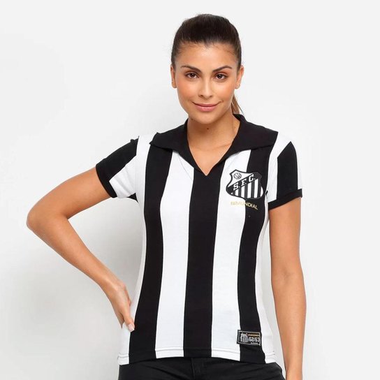 Camisa Santos Bi Mundial Retrô Listrada 62/63 Feminina