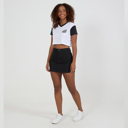 Camisa Santos Cropped Dry Feminina Branca