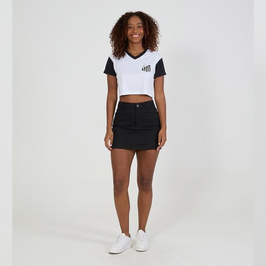Camisa Santos Cropped Dry Feminina Branca