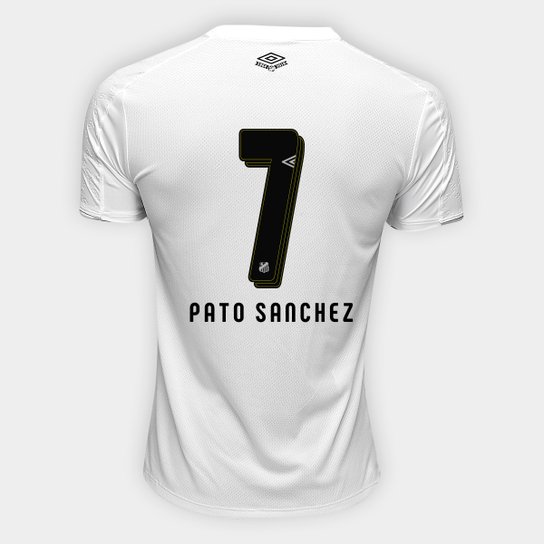 Camisa Santos I 19/20 nº 7 Pato Sanchez - Torcedor Umbro Masculina - Branco