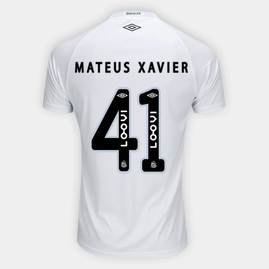 Camisa Santos I 25/26 Mateus Xavier n° 41 Torcedor Umbro Masculina