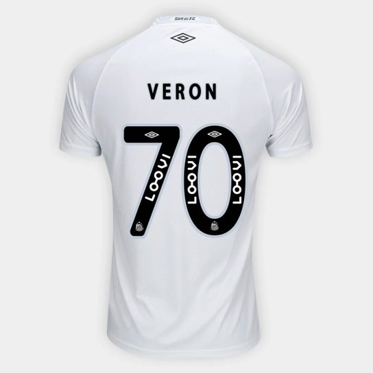 Camisa Santos I 25/26 Veron n° 70 Torcedor Umbro Masculina