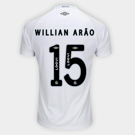 Camisa Santos I 25/26 Willian Arão nº 15 Torcedor Umbro