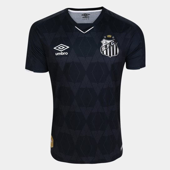 Camisa Santos III 19/20 s/n° Coroa Torcedor Umbro Masculina - Preto+Prata