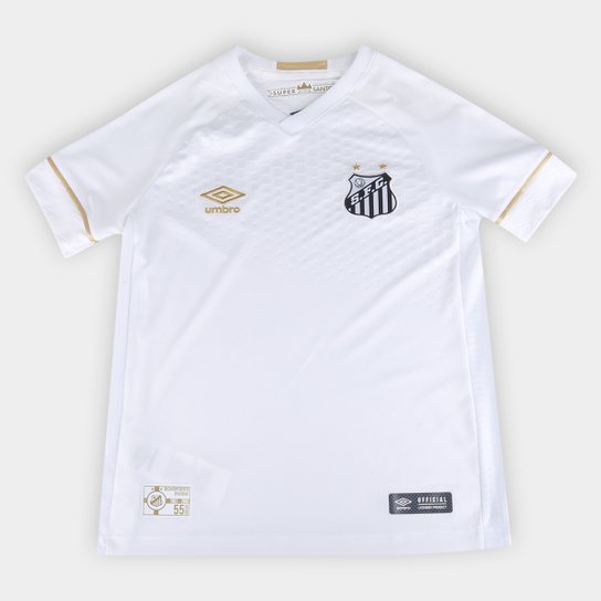Camisa Santos Juvenil I 18/19 s/n° Torcedor Umbro - Branco+Amarelo