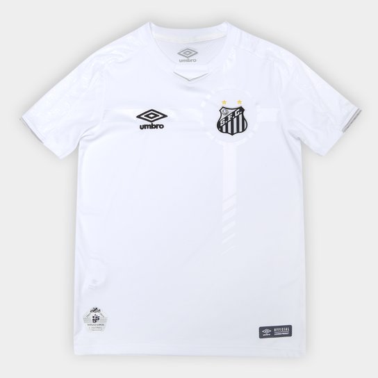 Camisa Santos Juvenil I 19/20 s/nº Torcedor Umbro - Branco+prata