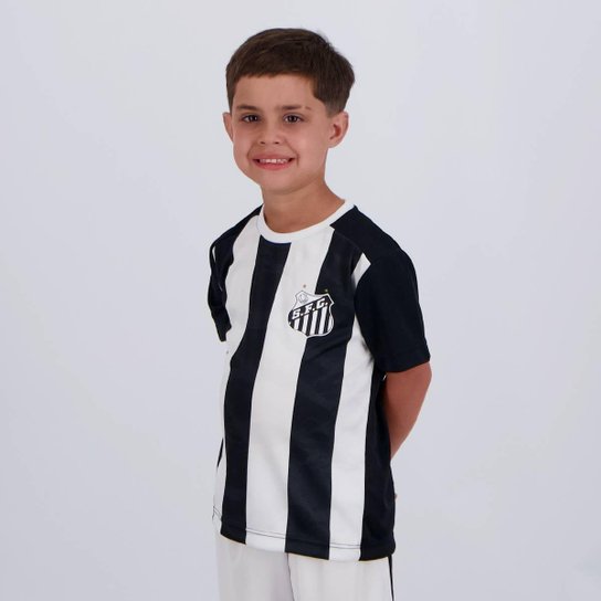 Camisa Santos Matriz Infantil Preta e Branca
