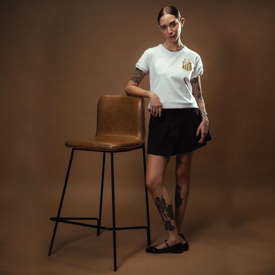 Camisa Santos Pelé Retrô Mil Gols Edição Limitada Branco Feminina