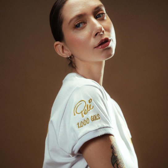 Camisa Santos Pelé Retrô Mil Gols Edição Limitada Branco Feminina