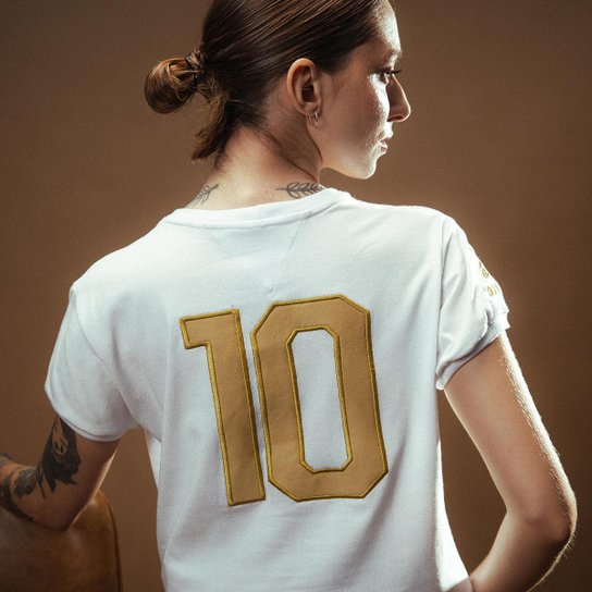 Camisa Santos Pelé Retrô Mil Gols Edição Limitada Branco Feminina